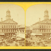 Stereoscopic views of Faneuil Hall, Quincy and Washington Markets, Boston, Massachusetts.