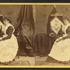 [Caroline S. Brooks and her sculpture in butter during a public exhibition at Armory Hall in 1877.]