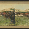 Bales of gift quilts in a Indian camp.