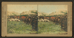 Bales of gift quilts in a Indian camp.