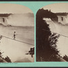 Belleni crossing the Niagara on a rope.