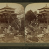 Japan in America - pretty maids in garden before a Japanese teahouse.