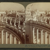 Looking S.E. through the swinging colonnade of Varied Industries Bldg, World's Fair, St. Louis.