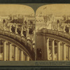Looking S.E. through the swinging colonnade of Varied Industries Bldg, World's Fair, St. Louis.