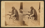 Pueblo woman sweeping her floor.