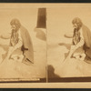 A Pueblo woman sweeping her floor.