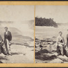 Portrait of two men posing at the top of Niagara Falls.]