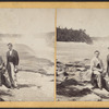Portrait of two men posing at the top of Niagara Falls.