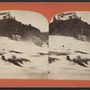 View of rapids, residential building in the background.