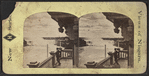 General view, Niagara Falls. [Man standing on balcony above falls.]