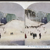 Ice bridge and mounds, Niagara Falls. [Hand-colored view.]