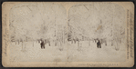 A lover's walk, Niagara Falls, New York, U.S.A. [View of couple walking in winter scene.]
