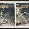Blondin 1860. [Tightrope artist 'Blondin' crosses over the river.]
