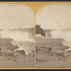 View of Prospect Point with two empty chairs, Niagara Falls.