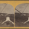 Blondin. [Tightrope walker dangling from a wire over the Niagara.]