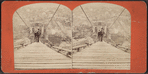 Suspension Bridge, top view, two men crossing