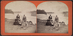Tourists posing at Niagara Falls