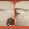 View of the Suspension Bridge, above the falls and the rapids, Niagara.