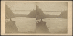 Suspension Bridge, from American side, Niagara. [Train crossing the bridge.]