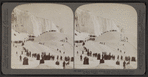 The Great Mountain of frozen spray, below the ice-bound American Falls.
