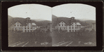 View of a mountainside lodge.