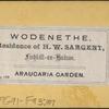 Wodenthe, Residence of H.W. Sargent, Fishkill-on-Hudson, Arucaria Garden.