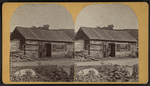 Man standing in front of his cabin, in or near Wevertown, N.Y.