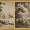 Group portraits of picnickers.