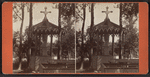 Preaching stand with a marble statue of an angel, Eldridge Park.
