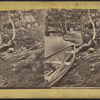 View of an old house and canoe, Lake George.