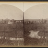 Birds-eye view of home buildings.