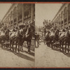 Group riding a horse-drawn carriage, Saratoga.