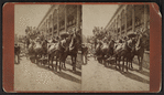 Group riding a horse-drawn carriage, Saratoga.