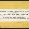 Balcony, Union Hotel.
