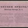 Geyser Spring, Saratoga Springs, N.Y.