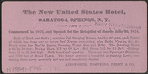 Division Street front, United States Hotel, Saratoga,, N.Y.