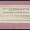 High Rock Congress Spring.