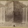 Taughannock Falls from below.  Height of Falls 215 feet. Height of Cliffs 380 feet.