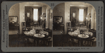Domestic art-dining room and living room.