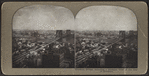 Brooklyn Bridge, icluding a bird's-eye view of the city of Brooklyn.
