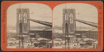 Foot bridge and tower of East River bridge.