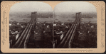 Bird's-eye view of New York and Brooklyn Bridge.