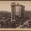 View of holiday crowd in New York City.