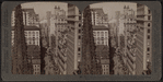From Empire Building (n.) past Trinity Church steeple, up Broadway, New York, U. S. A..