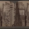 From Empire Building (n.) past Trinity Church steeple, up Broadway, New York, U. S. A..