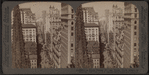 From Empire Building (n.) past Trinity Church steeple, up Broadway, New York, U. S. A..