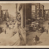 Broadway[street scene with carriages, pedestrians and shops].