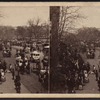 Broadway from Fulton Street - columns of St. Paul's Church on the left.