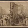 Broadway on a rainy day[street scene with pedestrians, carriages and shops].
