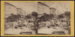 Looking up Broadway from the corner of Fulton Street, showing the ruins of Barnum's Museum.
